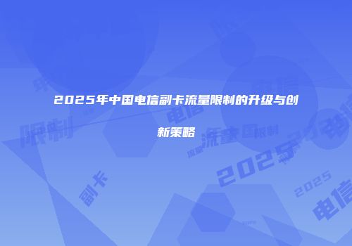 2025年中国电信副卡流量限制的升级与创新策略
