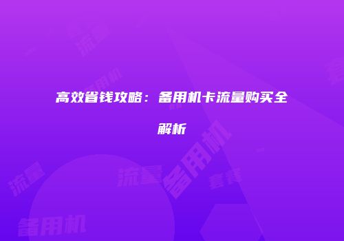 高效省钱攻略：备用机卡流量购买全解析