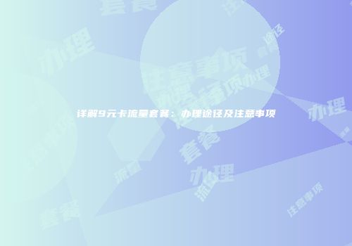 详解9元卡流量套餐：办理途径及注意事项