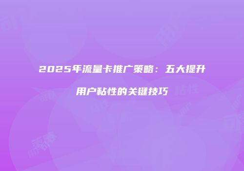 2025年流量卡推广策略：五大提升用户粘性的关键技巧