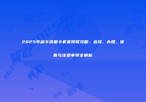 2025年副卡流量卡套餐领取攻略：选择、办理、优惠与注意事项全解析