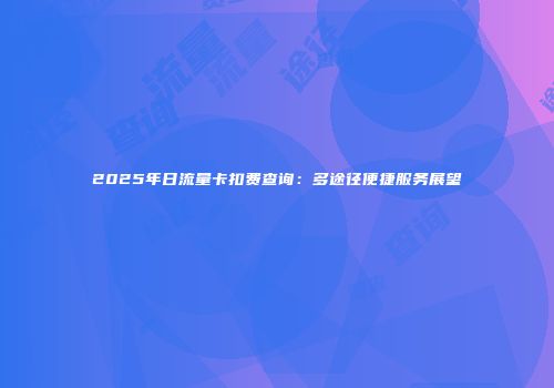 2025年日流量卡扣费查询：多途径便捷服务展望
