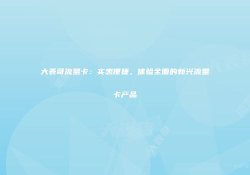 大表哥流量卡：实惠便捷，体验全面的新兴流量卡产品