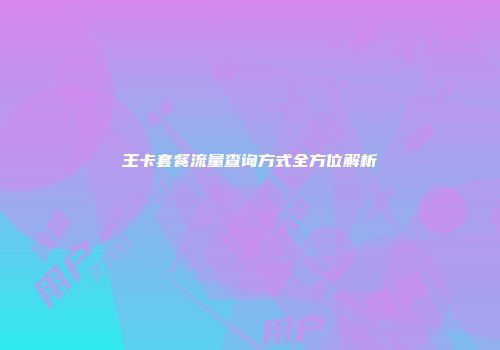 王卡套餐流量查询方式全方位解析