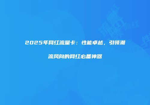 2025年网红流量卡：性能卓越，引领潮流风向的网红必备神器
