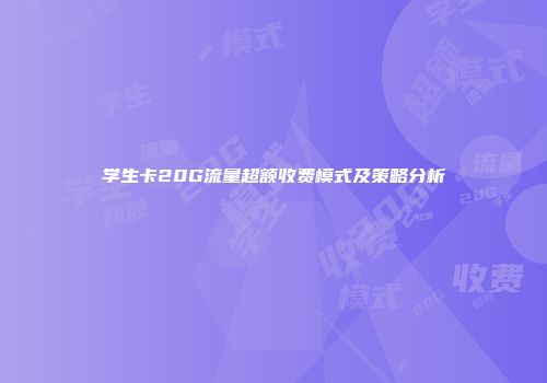 学生卡20G流量超额收费模式及策略分析