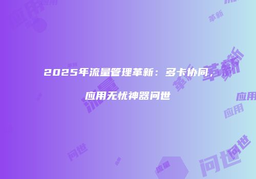 2025年流量管理革新：多卡协同，应用无忧神器问世