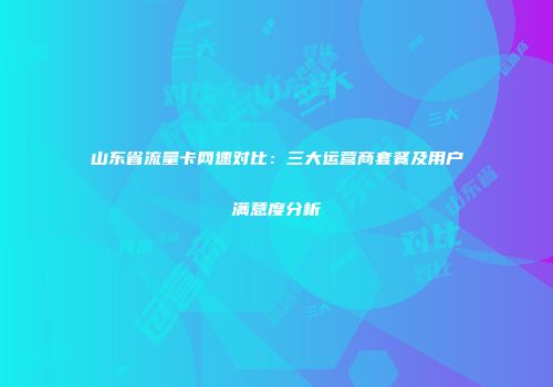 山东省流量卡网速对比：三大运营商套餐及用户满意度分析