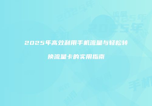 2025年高效利用手机流量与轻松转换流量卡的实用指南