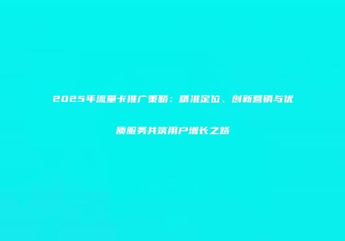 2025年流量卡推广策略：精准定位、创新营销与优质服务共筑用户增长之路