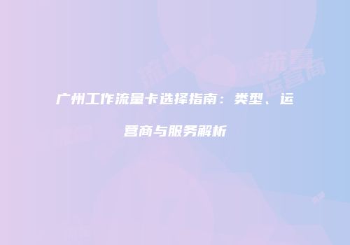 广州工作流量卡选择指南：类型、运营商与服务解析
