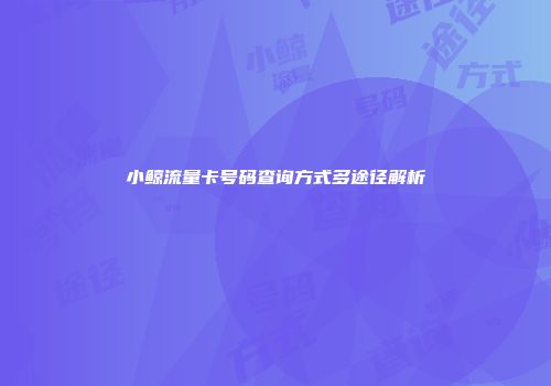 小鲸流量卡号码查询方式多途径解析