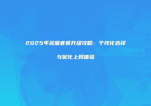2025年流量套餐升级攻略：个性化选择与优化上网体验