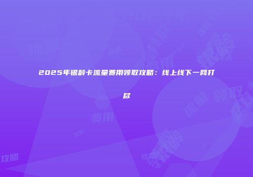 2025年银龄卡流量费用领取攻略：线上线下一网打尽