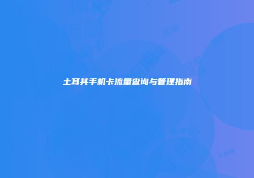 土耳其手机卡流量查询与管理指南