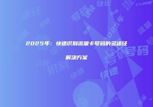 2025年：快速识别流量卡号码的多途径解决方案