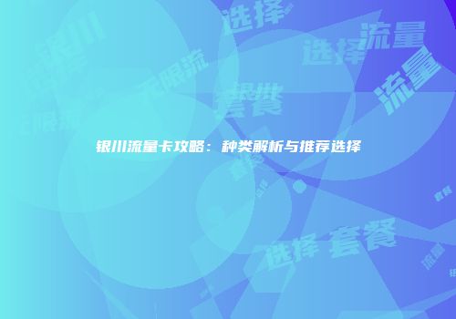 银川流量卡攻略：种类解析与推荐选择