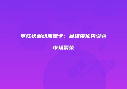 审核快移动流量卡：多维度优势引领市场繁荣