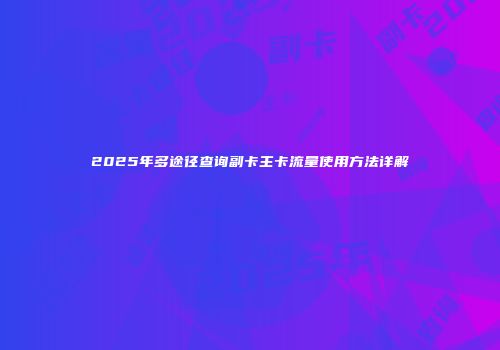 2025年多途径查询副卡主卡流量使用方法详解