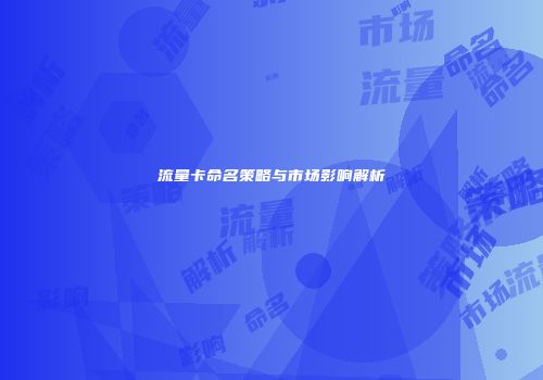 流量卡命名策略与市场影响解析