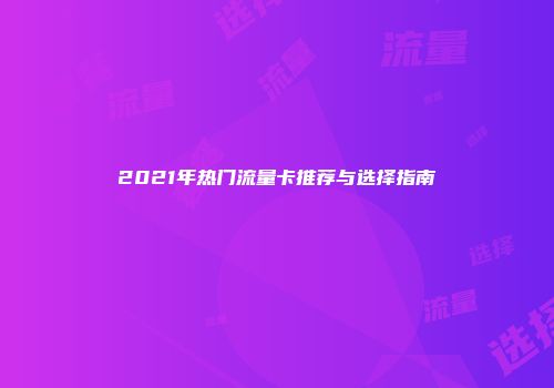 2021年热门流量卡推荐与选择指南