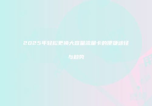 2025年轻松更换大容量流量卡的便捷途径与趋势