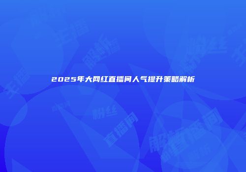 2025年大网红直播间人气提升策略解析