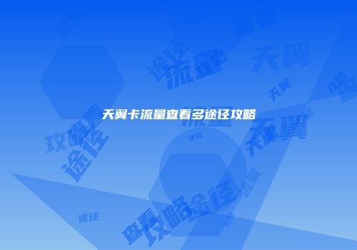 天翼卡流量查看多途径攻略