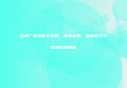 江苏广电流量卡代理：市场前景、流程技巧与风险控制解析