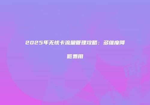 2025年无忧卡流量管理攻略：多维度降低费用