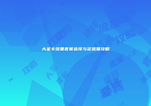 大圣卡流量套餐选择与定流量攻略