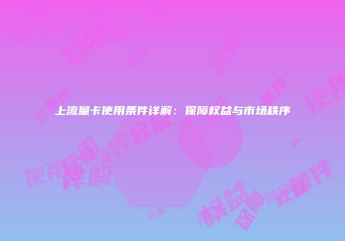 上流量卡使用条件详解：保障权益与市场秩序