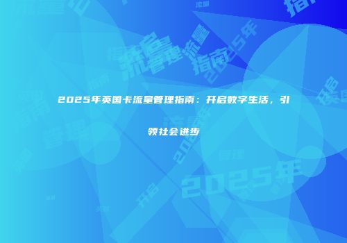 2025年英国卡流量管理指南：开启数字生活，引领社会进步