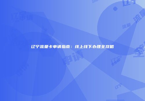 辽宁流量卡申请指南：线上线下办理全攻略