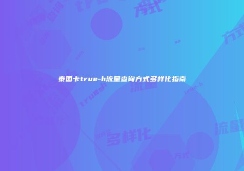 泰国卡true-h流量查询方式多样化指南