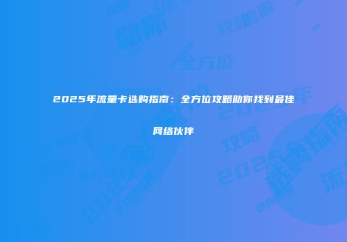 2025年流量卡选购指南：全方位攻略助你找到最佳网络伙伴