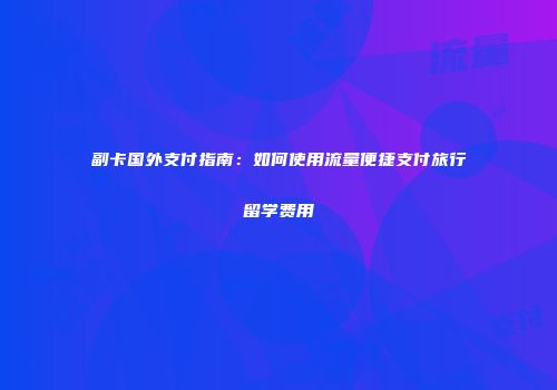 副卡国外支付指南：如何使用流量便捷支付旅行留学费用