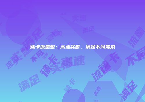 徕卡流量包：高速实惠，满足不同需求