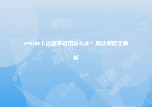 eSIM卡流量不够用怎么办？解决策略全解析