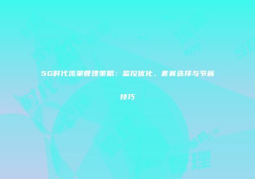 5G时代流量管理策略：监控优化、套餐选择与节省技巧