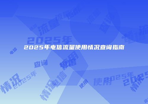 2025年电信流量使用情况查询指南