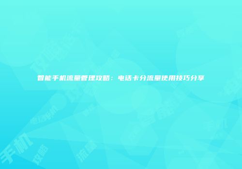 智能手机流量管理攻略：电话卡分流量使用技巧分享