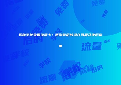 揭秘学校免费流量卡：便利背后的潜在问题及使用指南