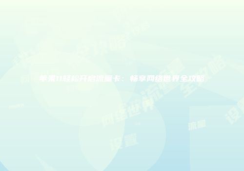 苹果11轻松开启流量卡：畅享网络世界全攻略