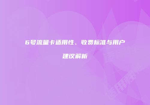 6号流量卡适用性、收费标准与用户建议解析