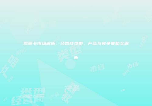 流量卡市场解析：经营商类型、产品与竞争策略全解析