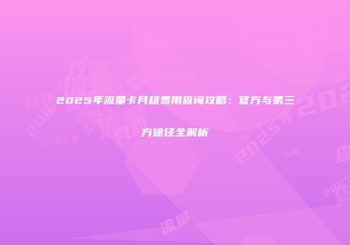 2025年流量卡月租费用查询攻略：官方与第三方途径全解析