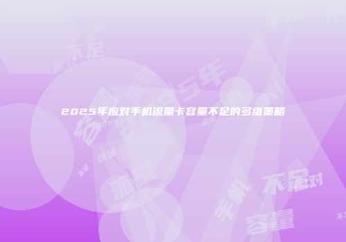 2025年应对手机流量卡容量不足的多维策略