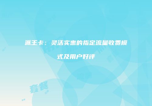 派王卡：灵活实惠的指定流量收费模式及用户好评