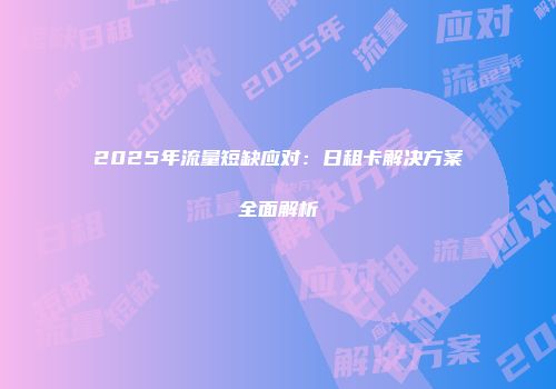 2025年流量短缺应对：日租卡解决方案全面解析